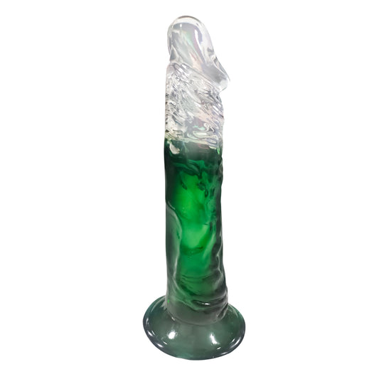 Wayne Gradient Realistic Dildo with Suction Cup 7.3 Inch - Green