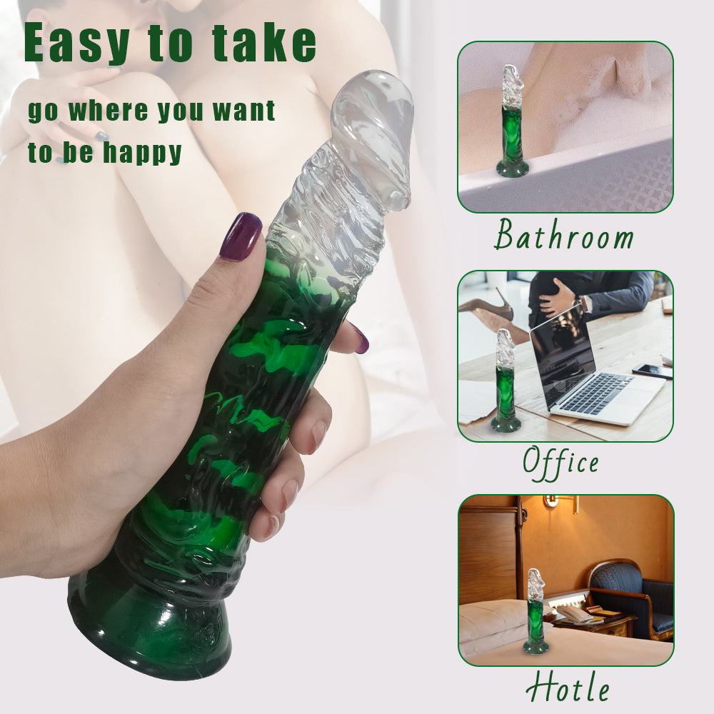 Wayne Gradient Realistic Dildo with Suction Cup 7.3 Inch - Green