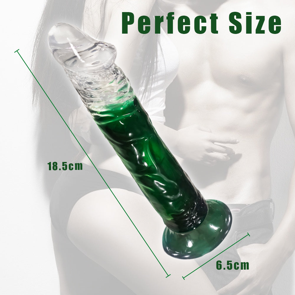 Wayne Gradient Realistic Dildo with Suction Cup 7.3 Inch - Green